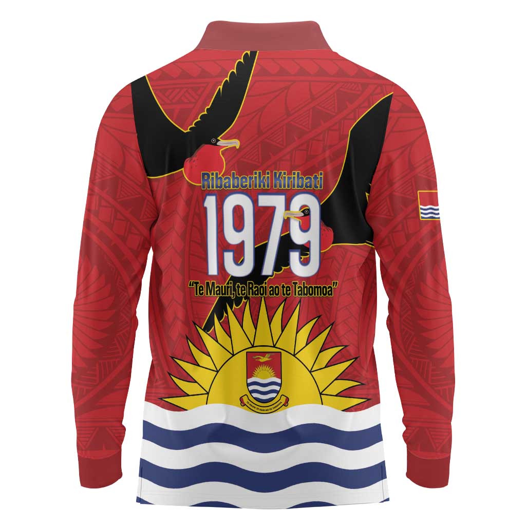 Mauri Kiribati Independence Day Long Sleeve Polo Shirt 1979 Proud National Frigatebird