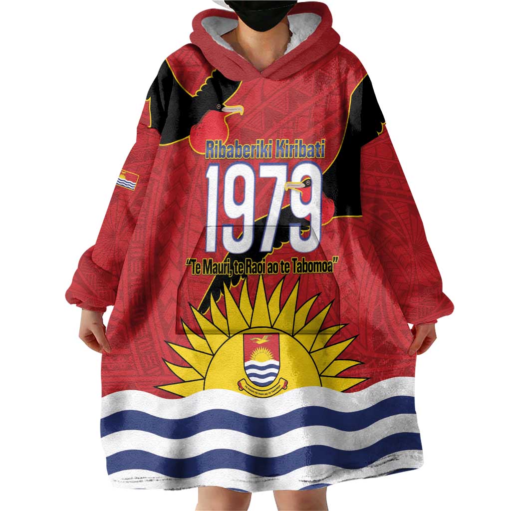 Mauri Kiribati Independence Day Wearable Blanket Hoodie 1979 Proud National Frigatebird