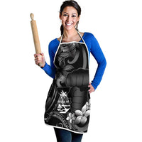 Black Hafa Adai Guam Apron Chamorro Latte Stone Hand With Plumeria - Polynesian Pride