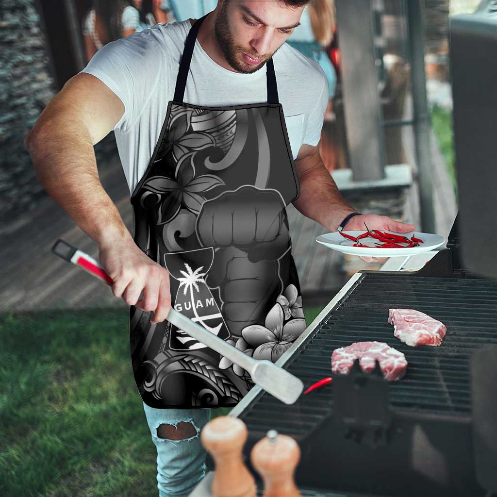 Black Hafa Adai Guam Apron Chamorro Latte Stone Hand With Plumeria - Polynesian Pride