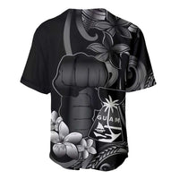 Black Hafa Adai Guam Baseball Jersey Chamorro Latte Stone Hand With Plumeria