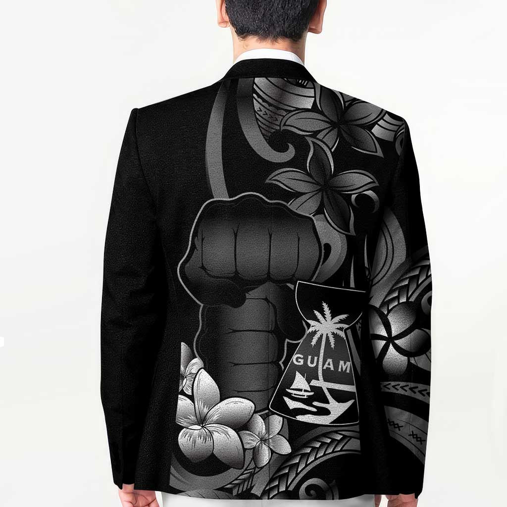 Black Hafa Adai Guam Blazer Chamorro Latte Stone Hand With Plumeria - Polynesian Pride