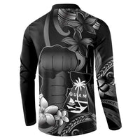 Black Hafa Adai Guam Button Sweatshirt Chamorro Latte Stone Hand With Plumeria