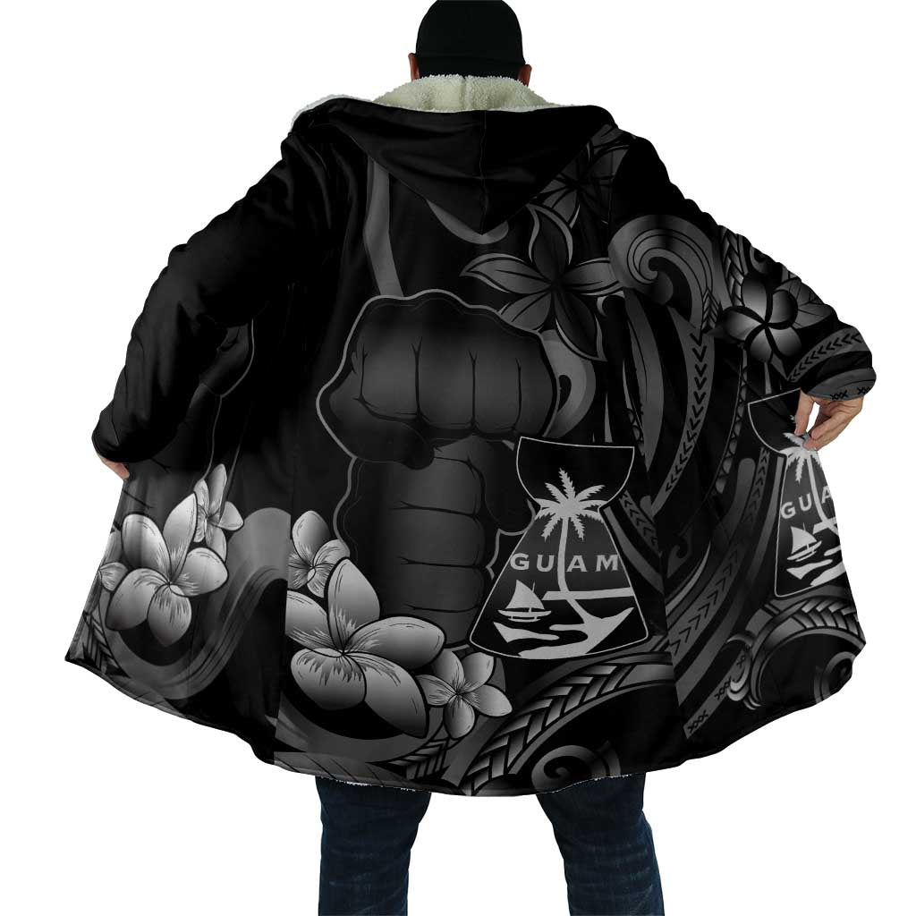 Black Hafa Adai Guam Cloak Chamorro Latte Stone Hand With Plumeria - Polynesian Pride