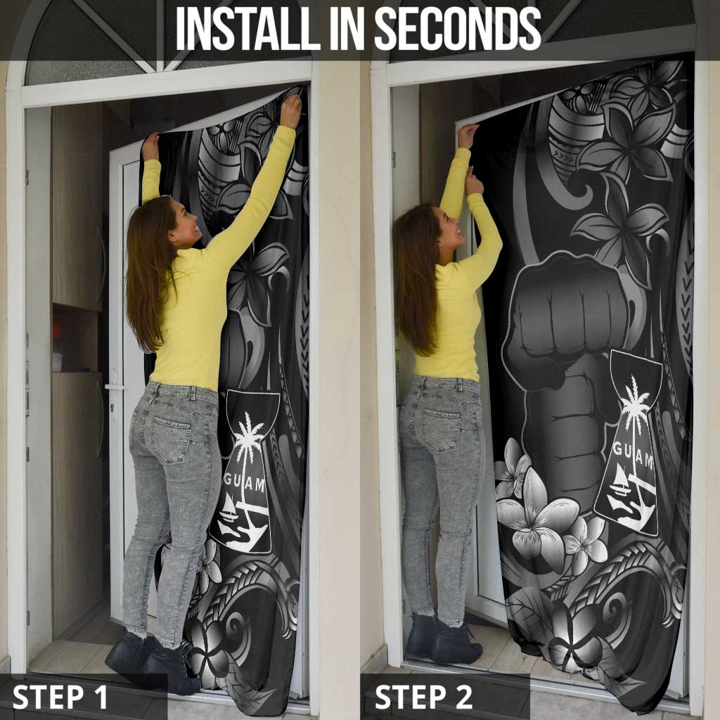 Black Hafa Adai Guam Door Cover Chamorro Latte Stone Hand With Plumeria - Polynesian Pride