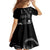 Black Hafa Adai Guam Family Matching Off Shoulder Maxi Dress and Hawaiian Shirt Chamorro Latte Stone Hand With Plumeria