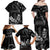 Black Hafa Adai Guam Family Matching Off Shoulder Maxi Dress and Hawaiian Shirt Chamorro Latte Stone Hand With Plumeria