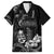 Black Hafa Adai Guam Family Matching Off Shoulder Maxi Dress and Hawaiian Shirt Chamorro Latte Stone Hand With Plumeria