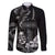 Black Hafa Adai Guam Family Matching Off Shoulder Maxi Dress and Hawaiian Shirt Chamorro Latte Stone Hand With Plumeria