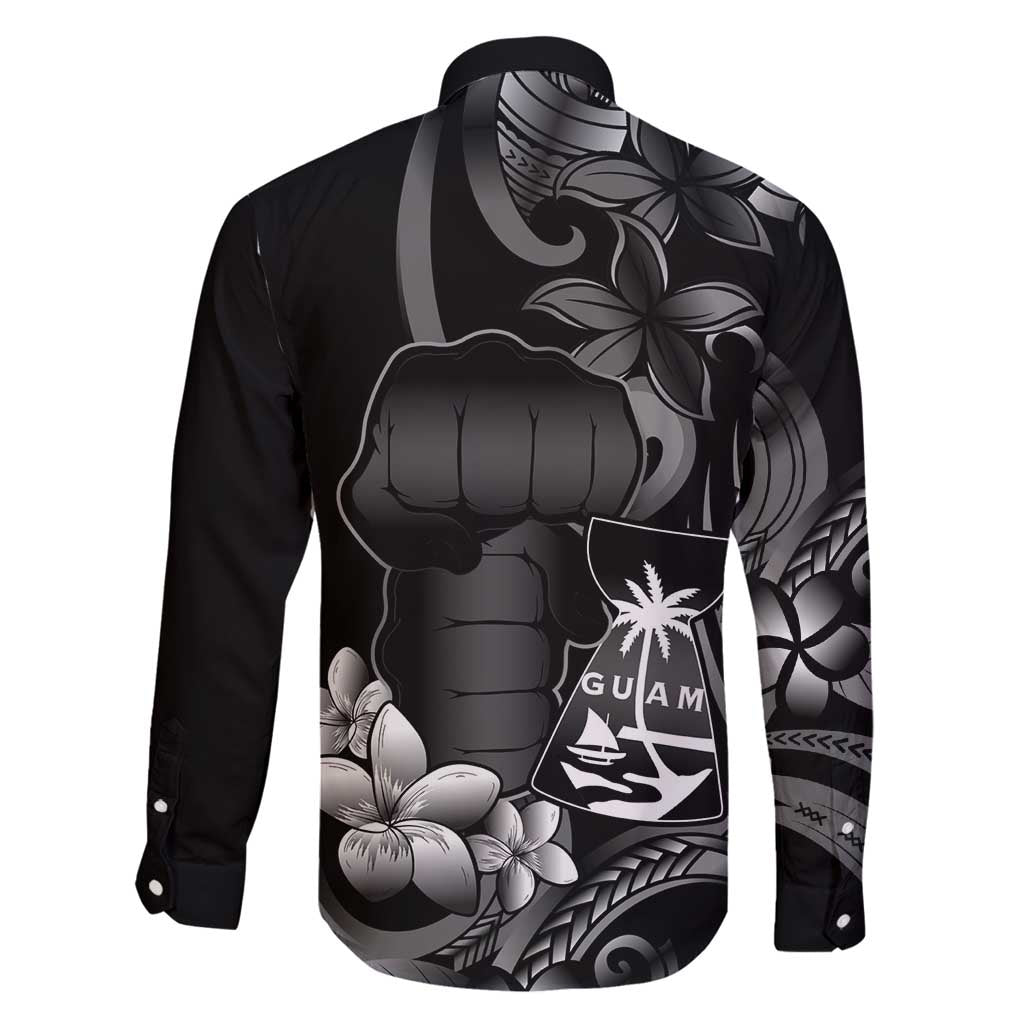 Black Hafa Adai Guam Family Matching Off Shoulder Maxi Dress and Hawaiian Shirt Chamorro Latte Stone Hand With Plumeria