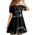 Black Hafa Adai Guam Family Matching Off Shoulder Short Dress and Hawaiian Shirt Chamorro Latte Stone Hand With Plumeria