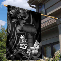 Black Hafa Adai Guam Garden Flag Chamorro Latte Stone Hand With Plumeria