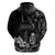 Black Hafa Adai Guam Hoodie Chamorro Latte Stone Hand With Plumeria