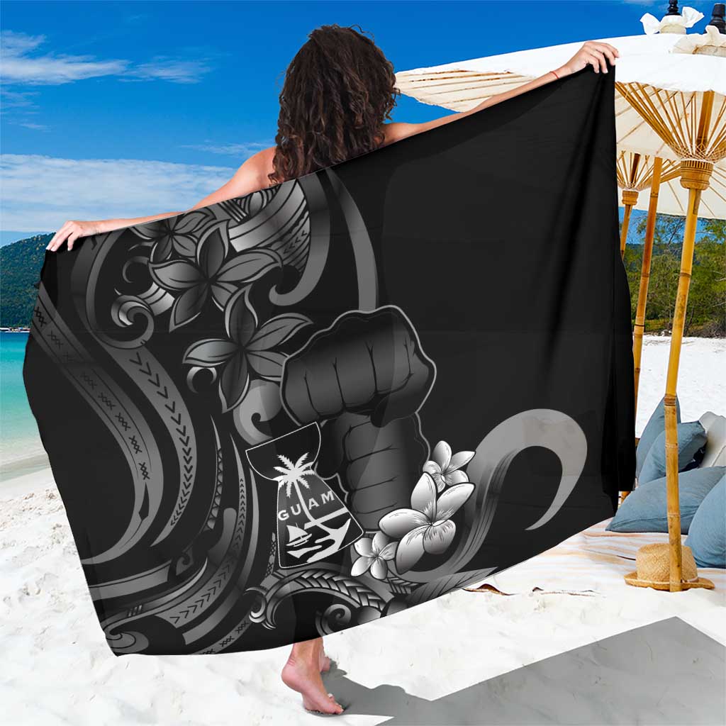Black Hafa Adai Guam Sarong Chamorro Latte Stone Hand With Plumeria