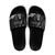 Black Hafa Adai Guam Slide Sandals Chamorro Latte Stone Hand With Plumeria - Polynesian Pride