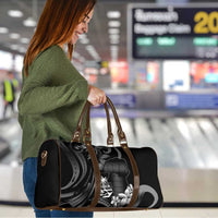 Black Hafa Adai Guam Travel Bag Chamorro Latte Stone Hand With Plumeria - Polynesian Pride