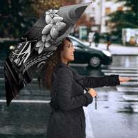 Black Hafa Adai Guam Umbrella Chamorro Latte Stone Hand With Plumeria - Polynesian Pride