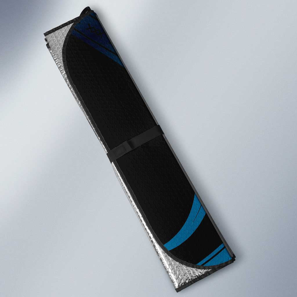 Blue Hafa Adai Guam Auto Sun Shade Chamorro Latte Stone Hand With Plumeria - Polynesian Pride