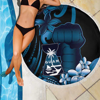 Blue Hafa Adai Guam Beach Blanket Chamorro Latte Stone Hand With Plumeria