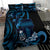 Blue Hafa Adai Guam Bedding Set Chamorro Latte Stone Hand With Plumeria