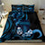 Blue Hafa Adai Guam Bedding Set Chamorro Latte Stone Hand With Plumeria