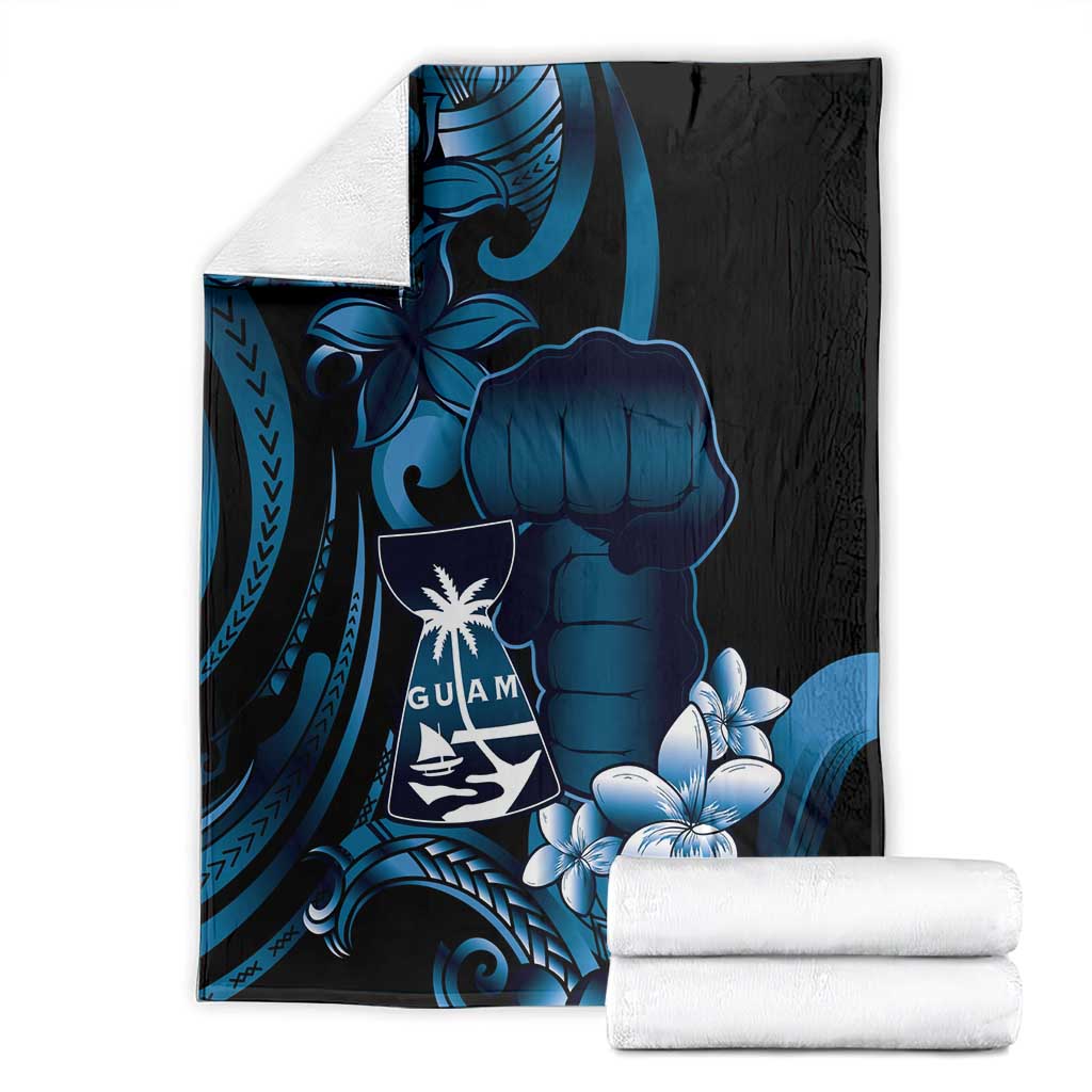 Blue Hafa Adai Guam Blanket Chamorro Latte Stone Hand With Plumeria
