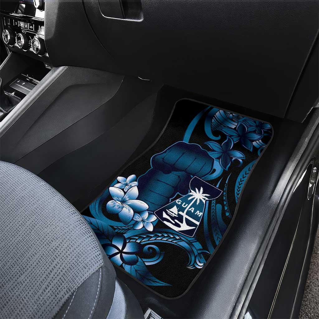 Blue Hafa Adai Guam Car Mats Chamorro Latte Stone Hand With Plumeria