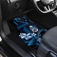 Blue Hafa Adai Guam Car Mats Chamorro Latte Stone Hand With Plumeria