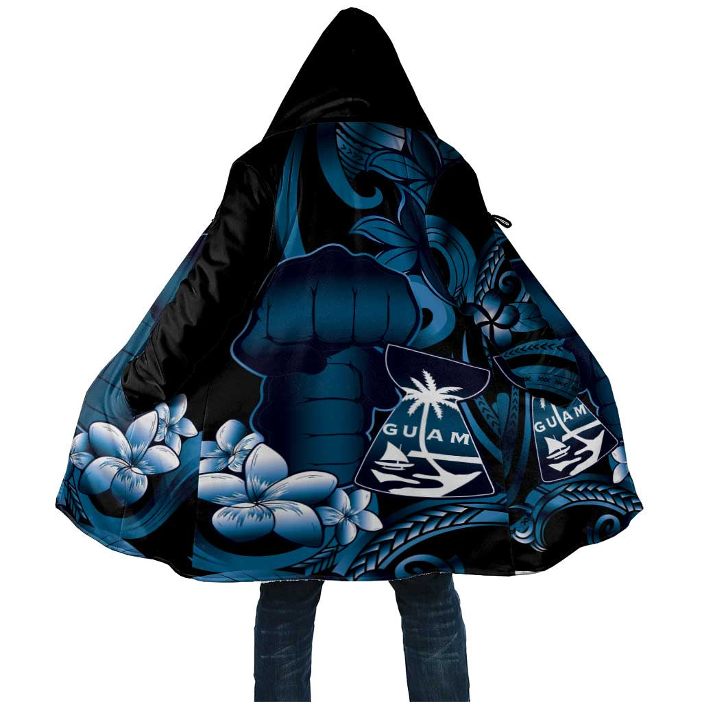 Blue Hafa Adai Guam Cloak Chamorro Latte Stone Hand With Plumeria - Polynesian Pride