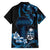 Blue Hafa Adai Guam Family Matching Off Shoulder Maxi Dress and Hawaiian Shirt Chamorro Latte Stone Hand With Plumeria
