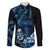 Blue Hafa Adai Guam Family Matching Off Shoulder Maxi Dress and Hawaiian Shirt Chamorro Latte Stone Hand With Plumeria