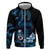 Blue Hafa Adai Guam Hoodie Chamorro Latte Stone Hand With Plumeria