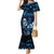 Blue Hafa Adai Guam Mermaid Dress Chamorro Latte Stone Hand With Plumeria
