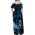 Blue Hafa Adai Guam Off Shoulder Maxi Dress Chamorro Latte Stone Hand With Plumeria