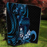 Blue Hafa Adai Guam Quilt Chamorro Latte Stone Hand With Plumeria