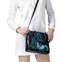 Blue Hafa Adai Guam Shoulder Handbag Chamorro Latte Stone Hand With Plumeria