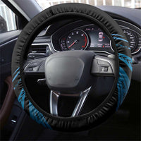 Blue Hafa Adai Guam Steering Wheel Cover Chamorro Latte Stone Hand With Plumeria