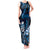 Blue Hafa Adai Guam Tank Maxi Dress Chamorro Latte Stone Hand With Plumeria