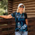 Blue Hafa Adai Guam Women Polo Shirt Chamorro Latte Stone Hand With Plumeria