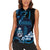 Blue Hafa Adai Guam Women Sleeveless Polo Shirt Chamorro Latte Stone Hand With Plumeria