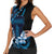 Blue Hafa Adai Guam Women Sleeveless Polo Shirt Chamorro Latte Stone Hand With Plumeria