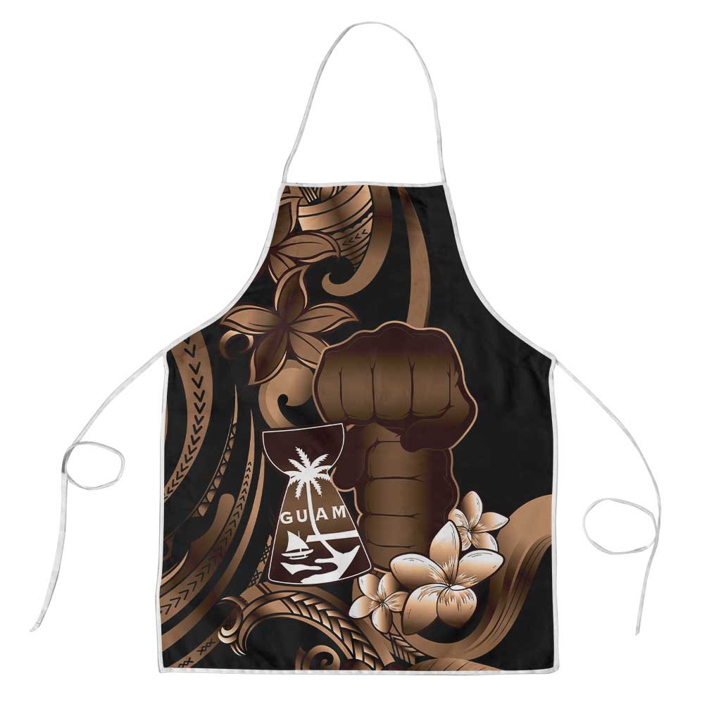 Brown Hafa Adai Guam Apron Chamorro Latte Stone Hand With Plumeria - Polynesian Pride