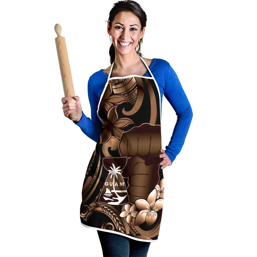 Brown Hafa Adai Guam Apron Chamorro Latte Stone Hand With Plumeria - Polynesian Pride