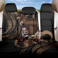 Brown Hafa Adai Guam Back Car Seat Cover Chamorro Latte Stone Hand With Plumeria