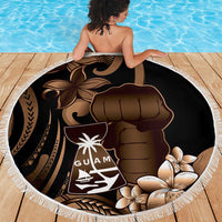 Brown Hafa Adai Guam Beach Blanket Chamorro Latte Stone Hand With Plumeria