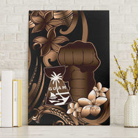 Brown Hafa Adai Guam Canvas Wall Art Chamorro Latte Stone Hand With Plumeria