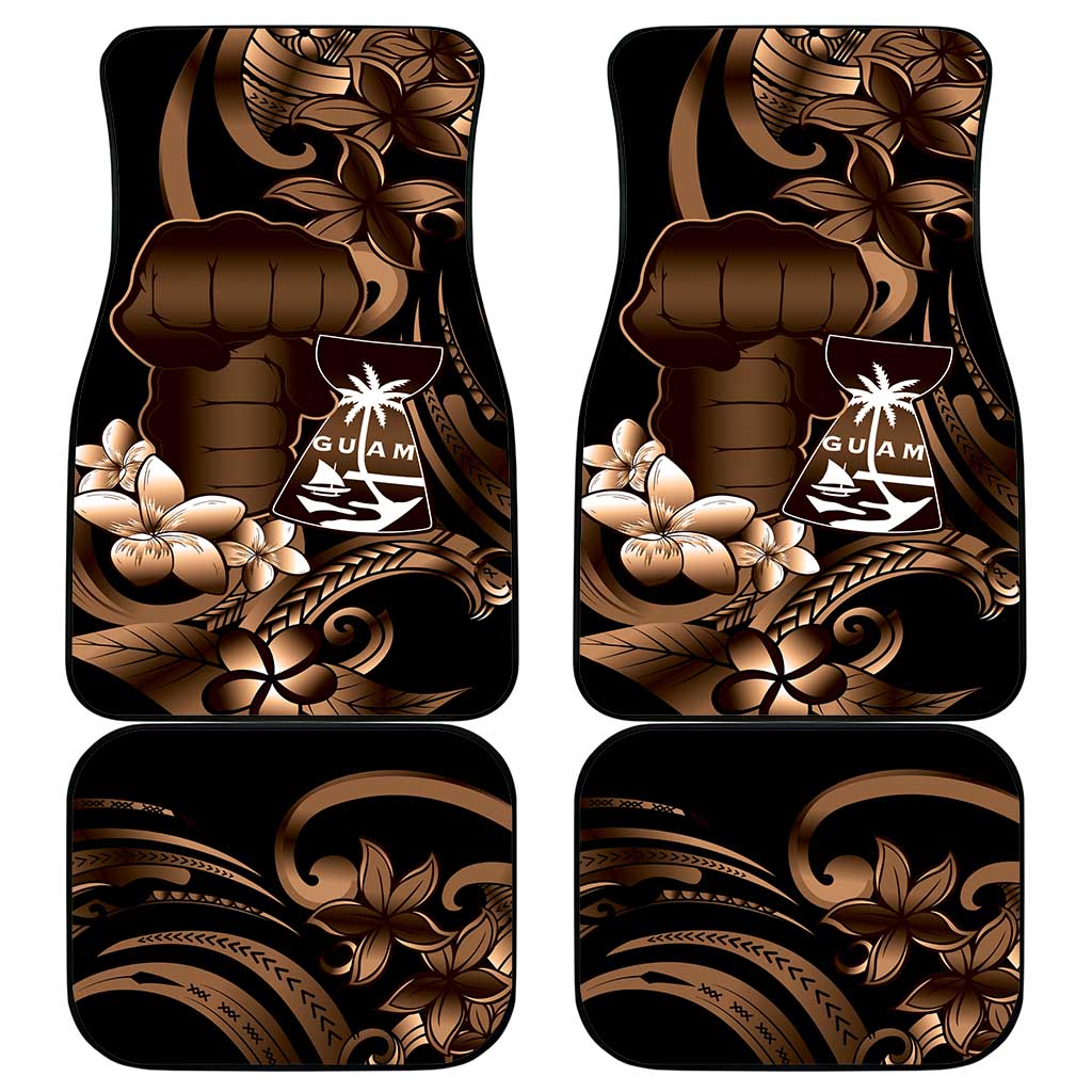 Brown Hafa Adai Guam Car Mats Chamorro Latte Stone Hand With Plumeria
