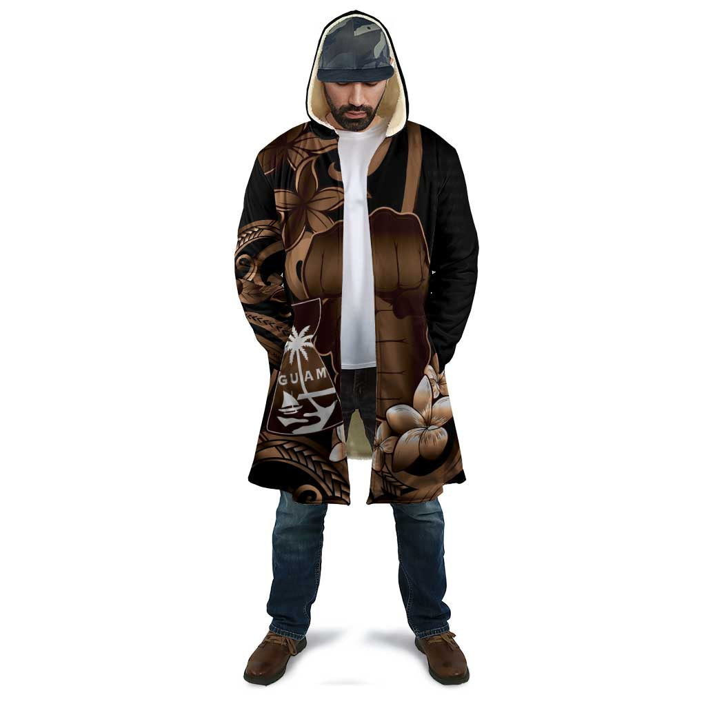 Brown Hafa Adai Guam Cloak Chamorro Latte Stone Hand With Plumeria - Polynesian Pride