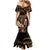 Brown Hafa Adai Guam Family Matching Mermaid Dress and Hawaiian Shirt Chamorro Latte Stone Hand With Plumeria