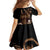 Brown Hafa Adai Guam Family Matching Off Shoulder Maxi Dress and Hawaiian Shirt Chamorro Latte Stone Hand With Plumeria
